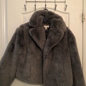 Grey faux fur coat